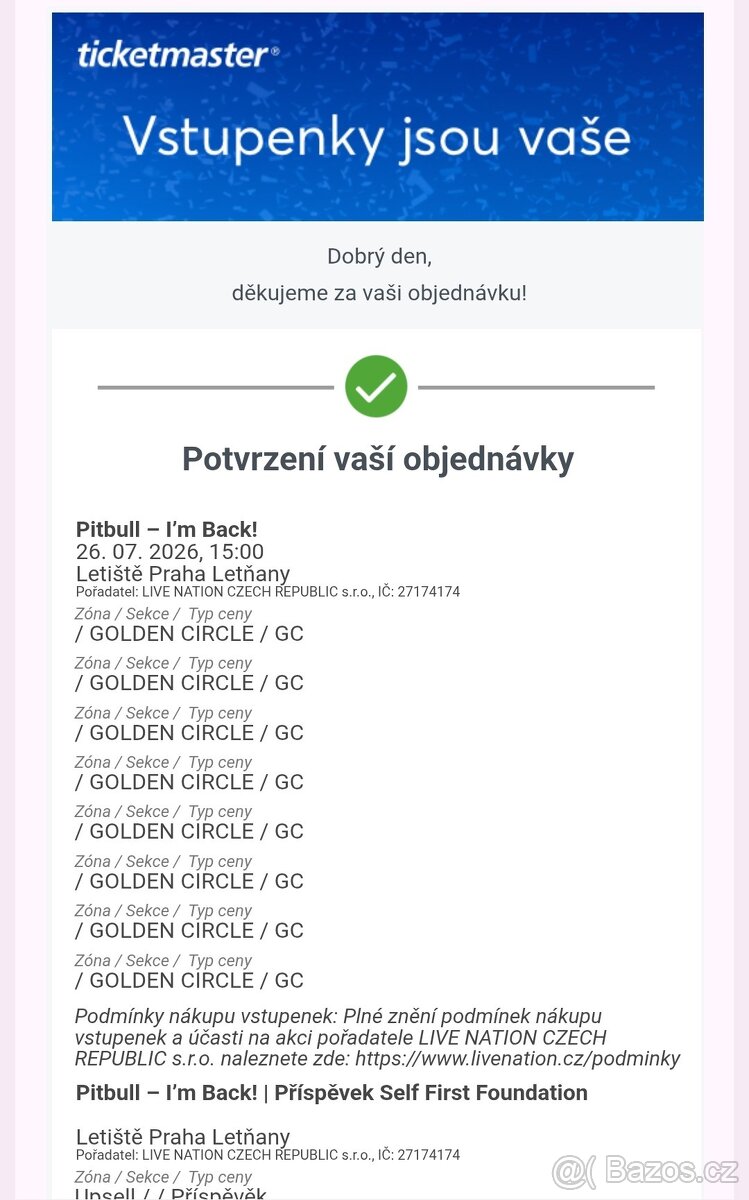 Pitbull: Stani u podia (Gloden Circle) 26.07.2026 Praha - 2