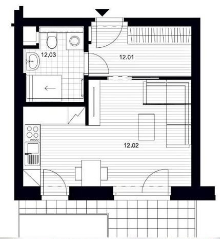 Pronájem, Byt 1+kk,36 m2, Hořovice, ulice Pšeničná - 2