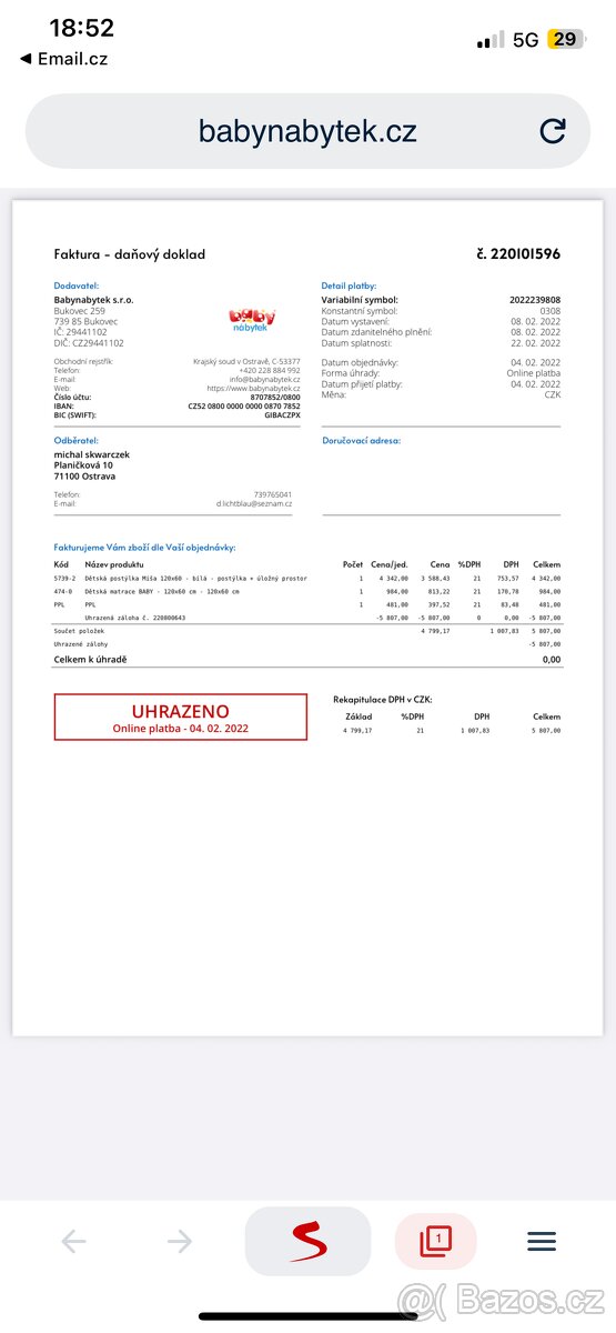 Dětská postel 120-60 - 2
