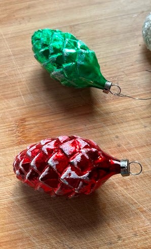 Vánoční retro ozdoby starožitné 3ks - 2