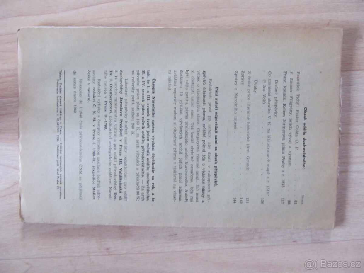 Časopis národního musea 1939 - 2