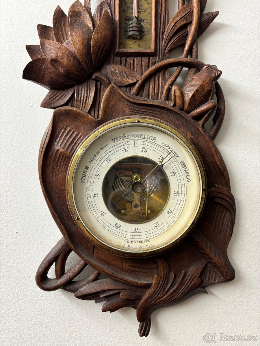 Secesní barometr s žabkou - 2