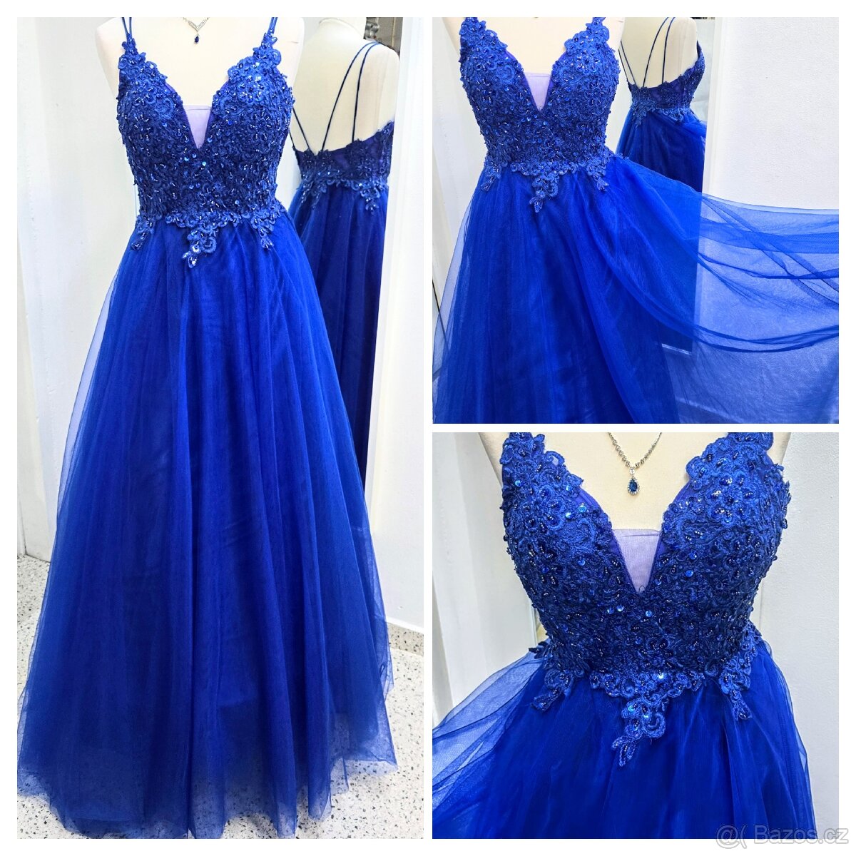 NOVÉ LUXUSNÍ plesové šaty KRÁLOVSKY MODRÉ - 2