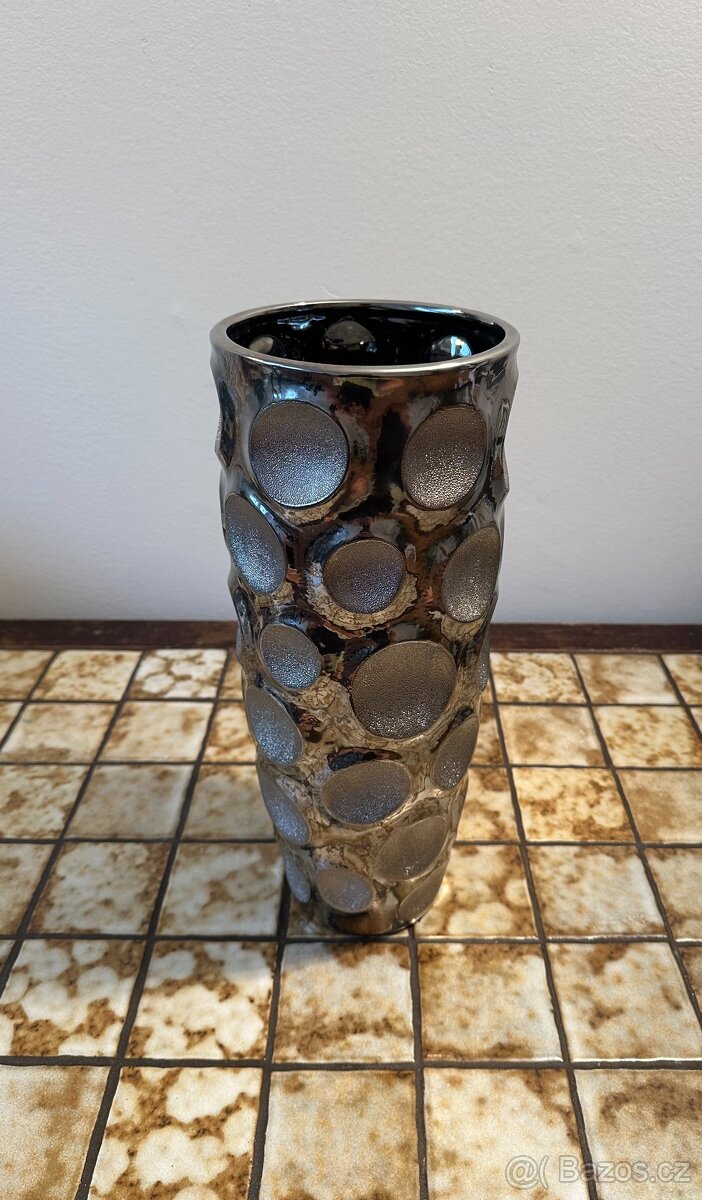Exkluzivní designová váza Casa Nova (40 cm) – Chrom/Metalíza - 2