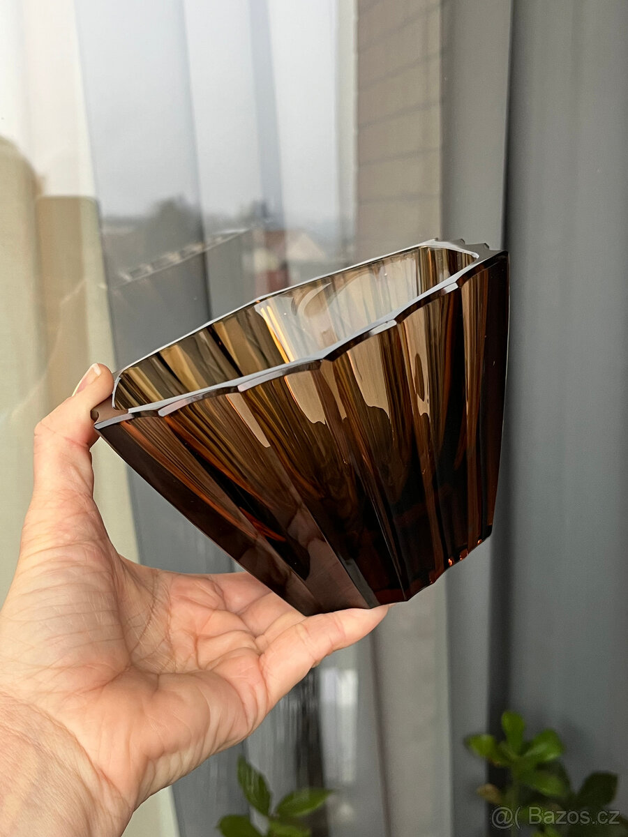 Moser Váza, žardiniéra V 10 cm, kouřové sklo - 2