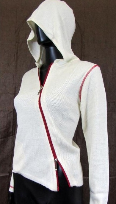 Béžový svetr s kapucí vel.M - 2