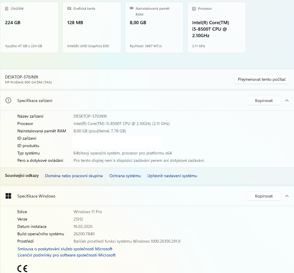 Počítač HP ProDesk 600 G4 mini i5-8500T - 2