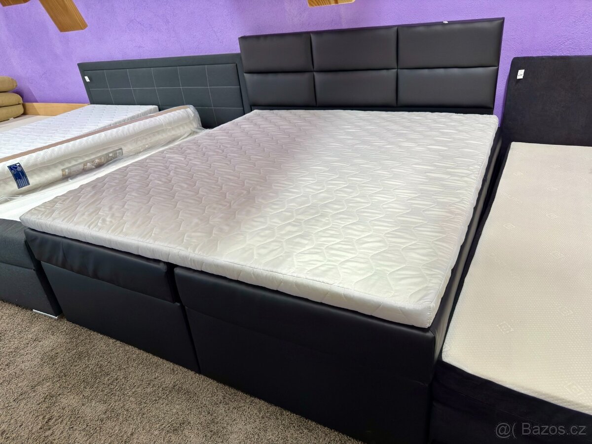 Manželská postel s matrací - eko kůže - NEPOUŽITÁ - 2