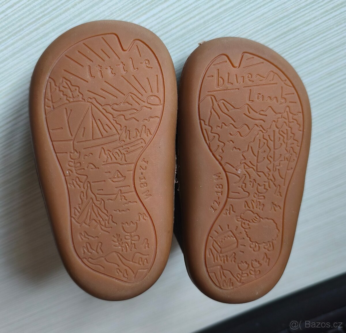 Hnědé kožené zimní barefoot boty 12-18 měsíců - 2