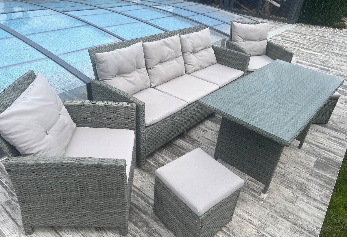 Zahradní ratanová sedací souprava+jídelní stůl - 2