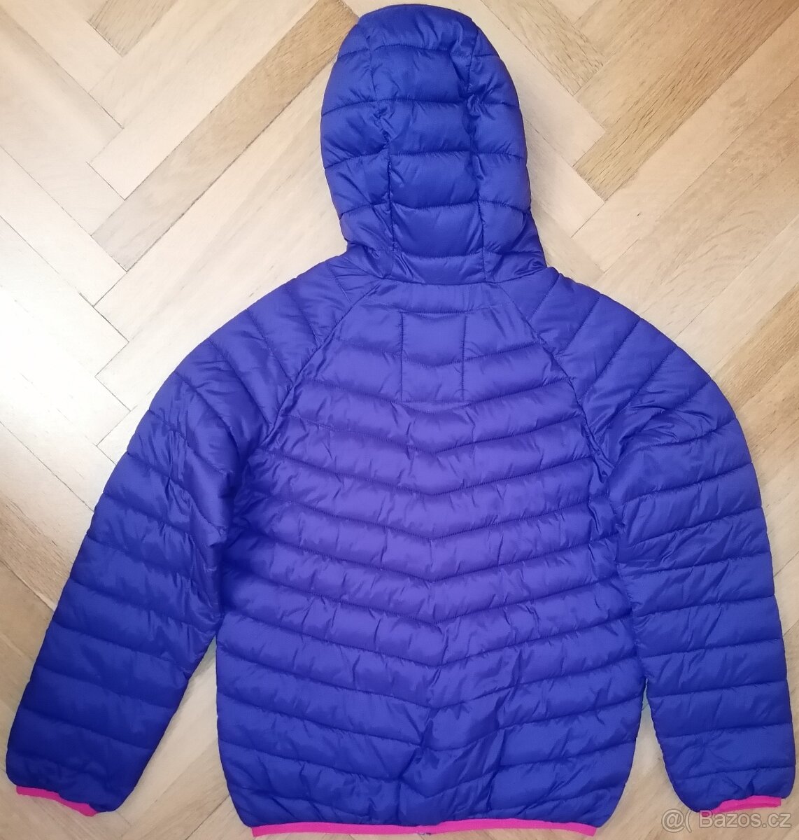 Dívčí modrá zateplená bunda s kapucí M&S vel. 11 - 12 let - 2