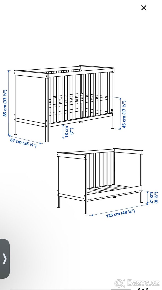 Dětská postýlka SUNDVIK vč. matrace - 2