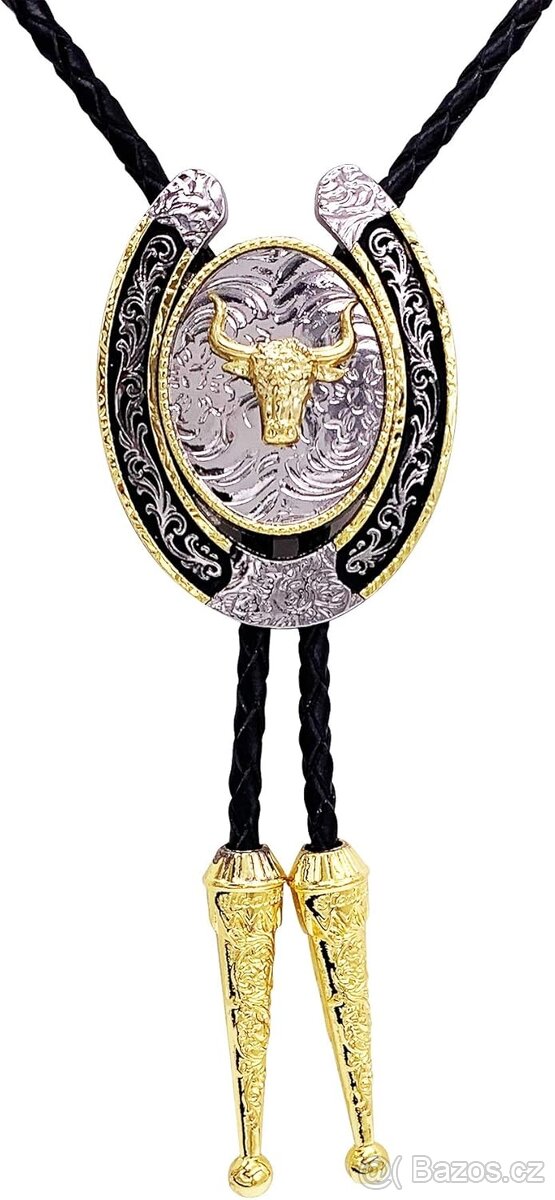 Western bolo kovbojska kravata zlatý byk - 2