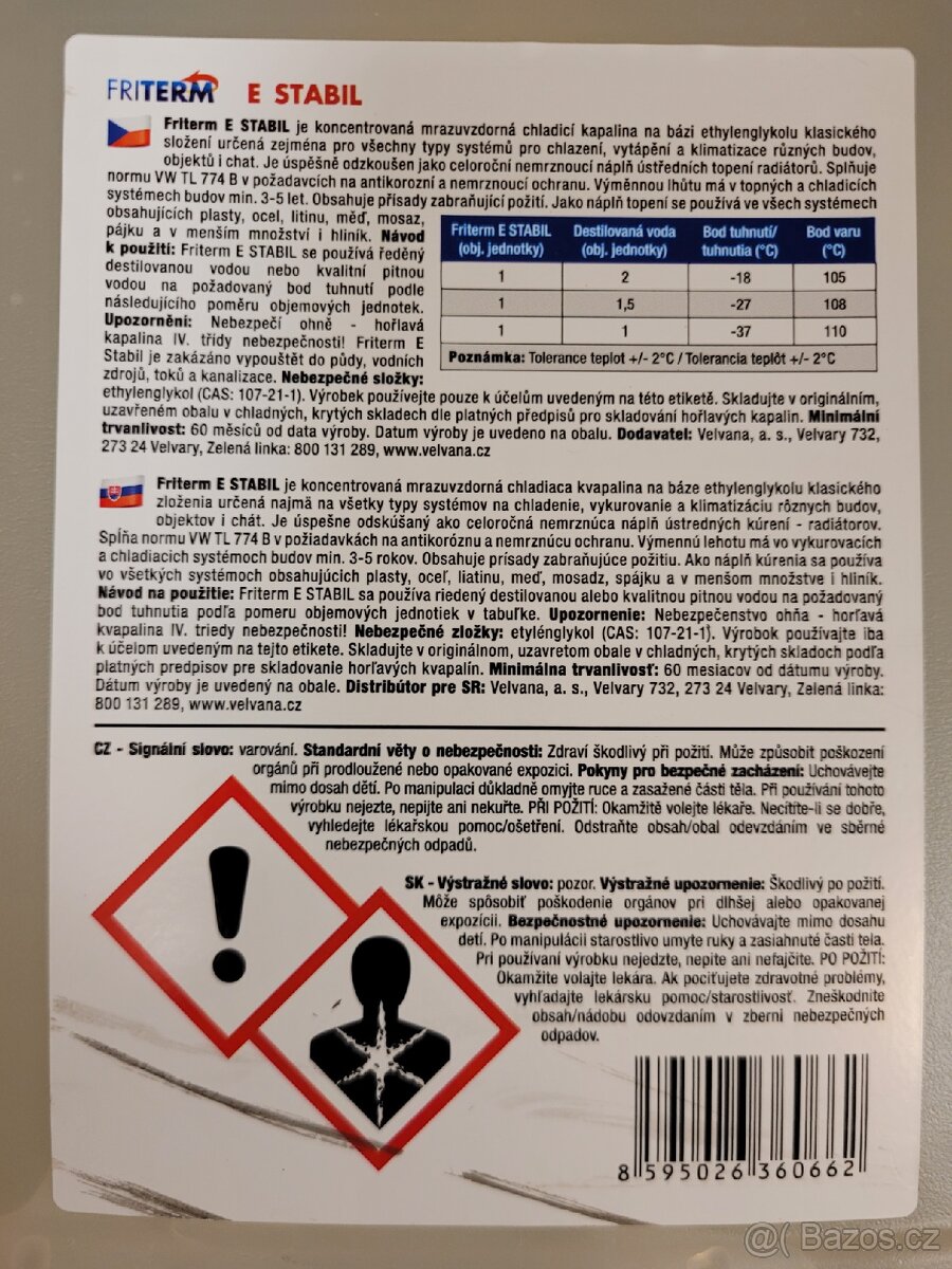FRITERM E STABIL, inhibitor koroze a nemrznoucí směs. - 2