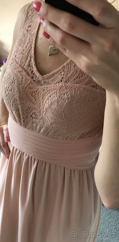 Dlouhé starorůžové šaty, vel. S-M. - 2