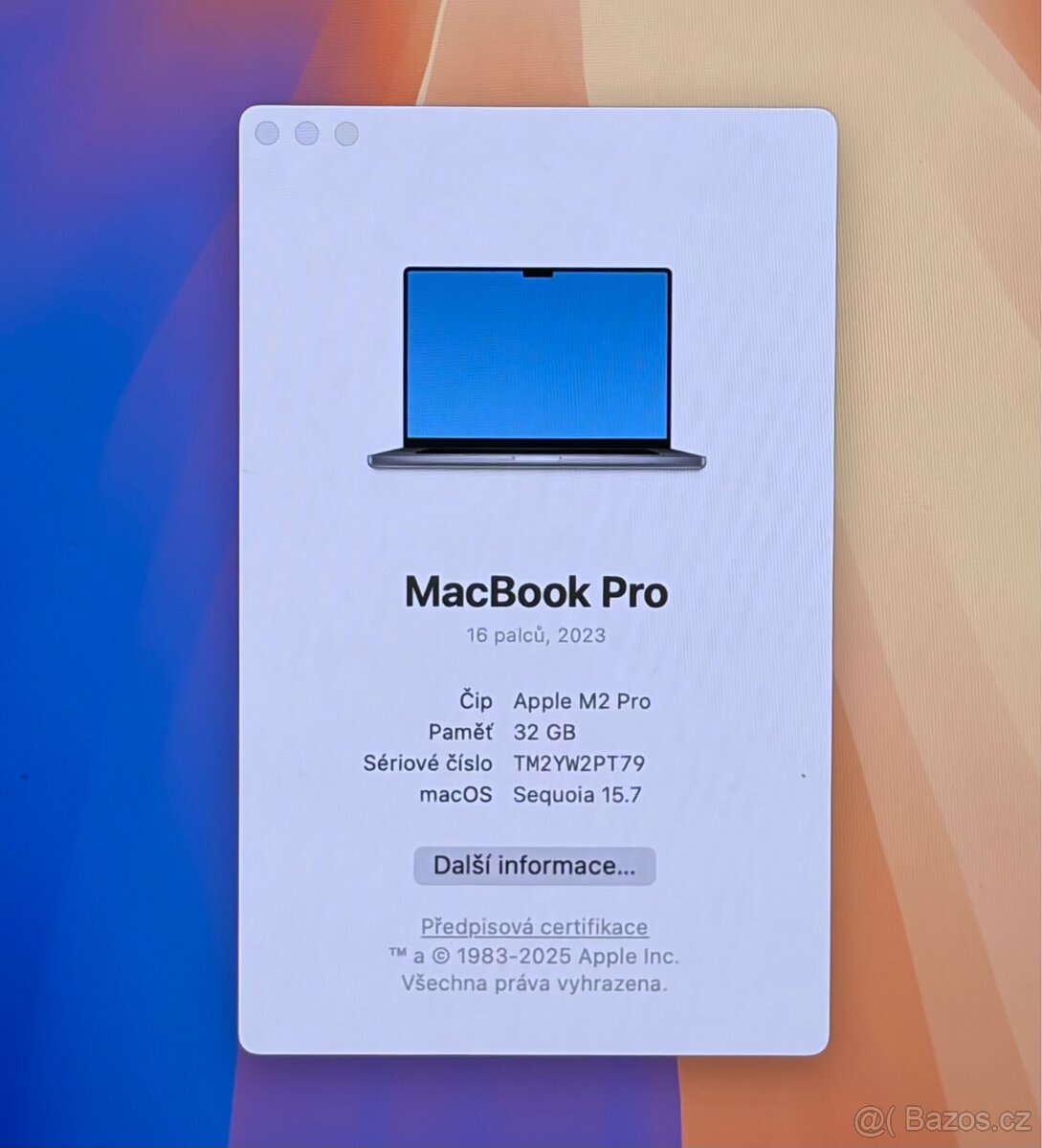 MacBook Pro 16inch CTO 2023 /32GB/M2 Pro/1TB SSD DISK/Záruka - 2