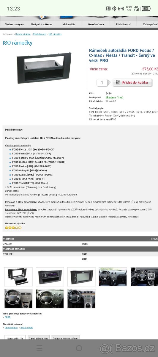 Rámeček rádia Ford - 2