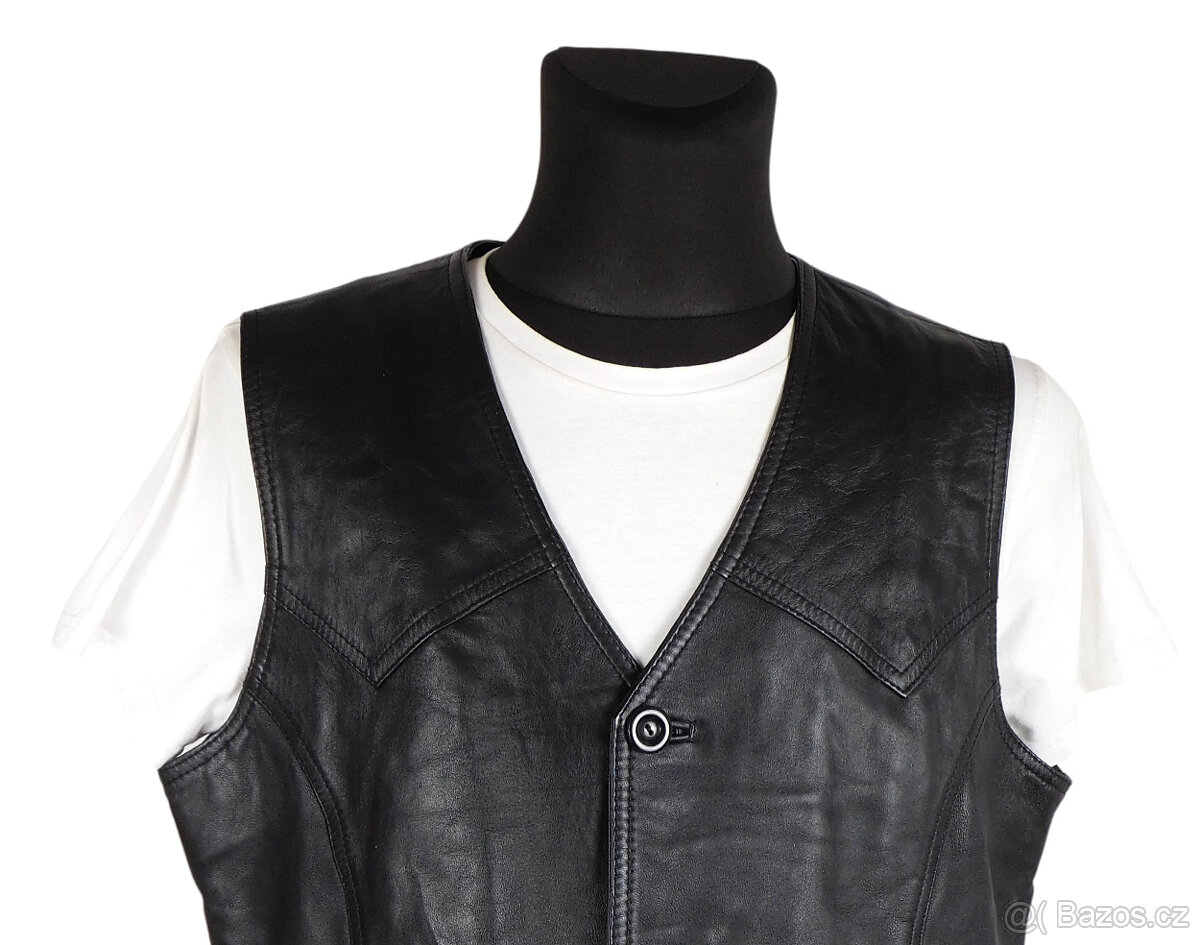 Kožená pánská černá vesta LEATHER SHOW vel. L - 2