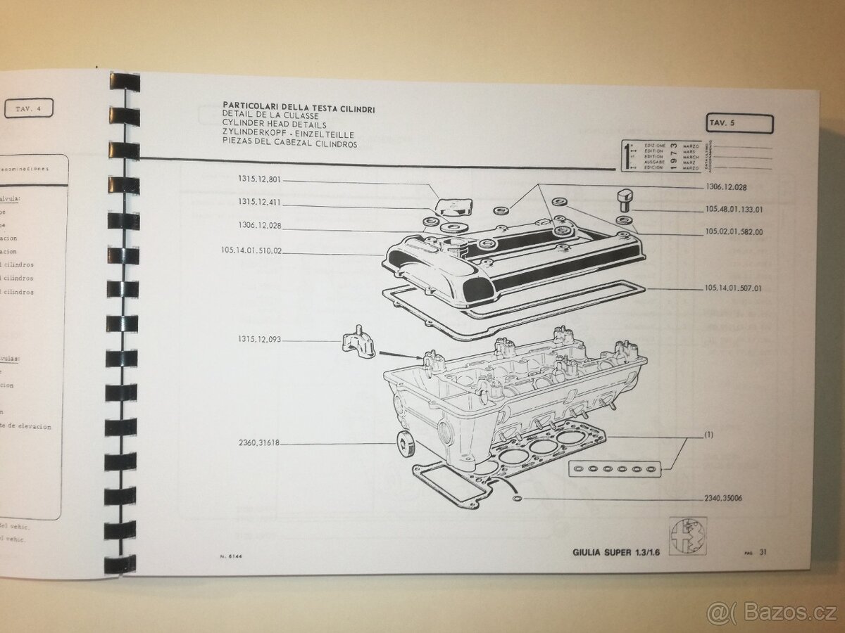 Katalog dílů Alfa Romeo Giulia Super 1.3 / 1.6 - 2