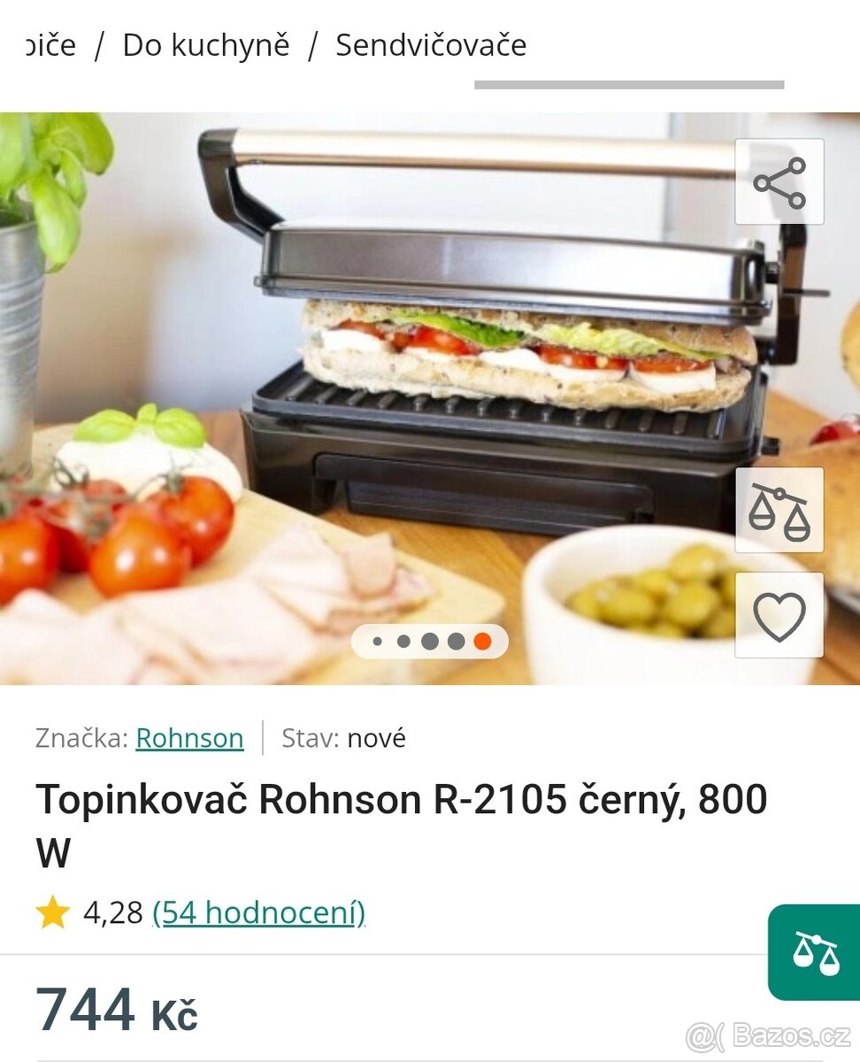 SENDVIČOVAČ PANINI GRIL ROHNSON - 2