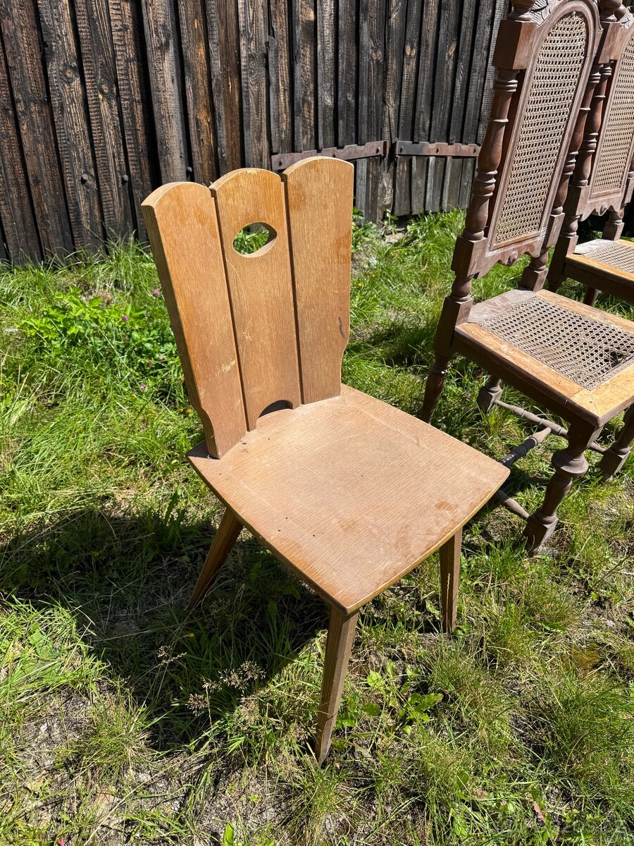 Dřevěná retro židle – chalupářský styl - 2
