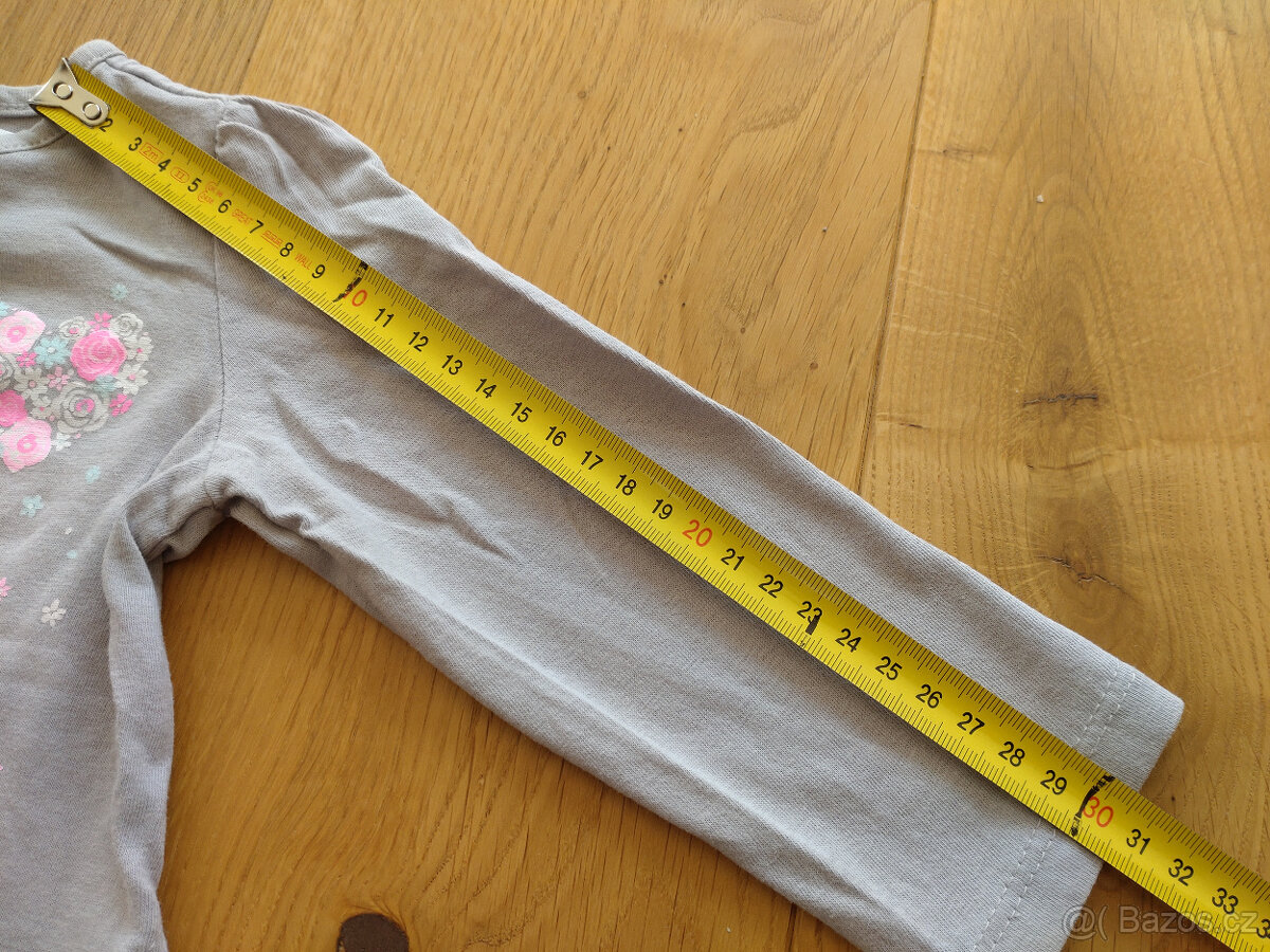 Tričko dl. rukáv (šedé/ srdíčka) - 2