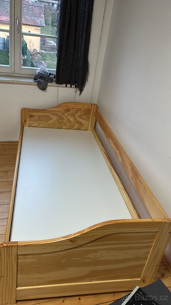 Postel - Dřevěné jednolůžko s přistýlkou - 2