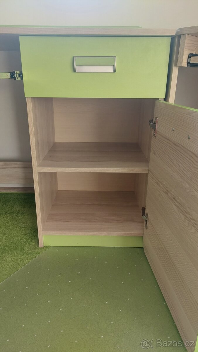 Klasický a rohový psací stůl + knihovna/polička - 2