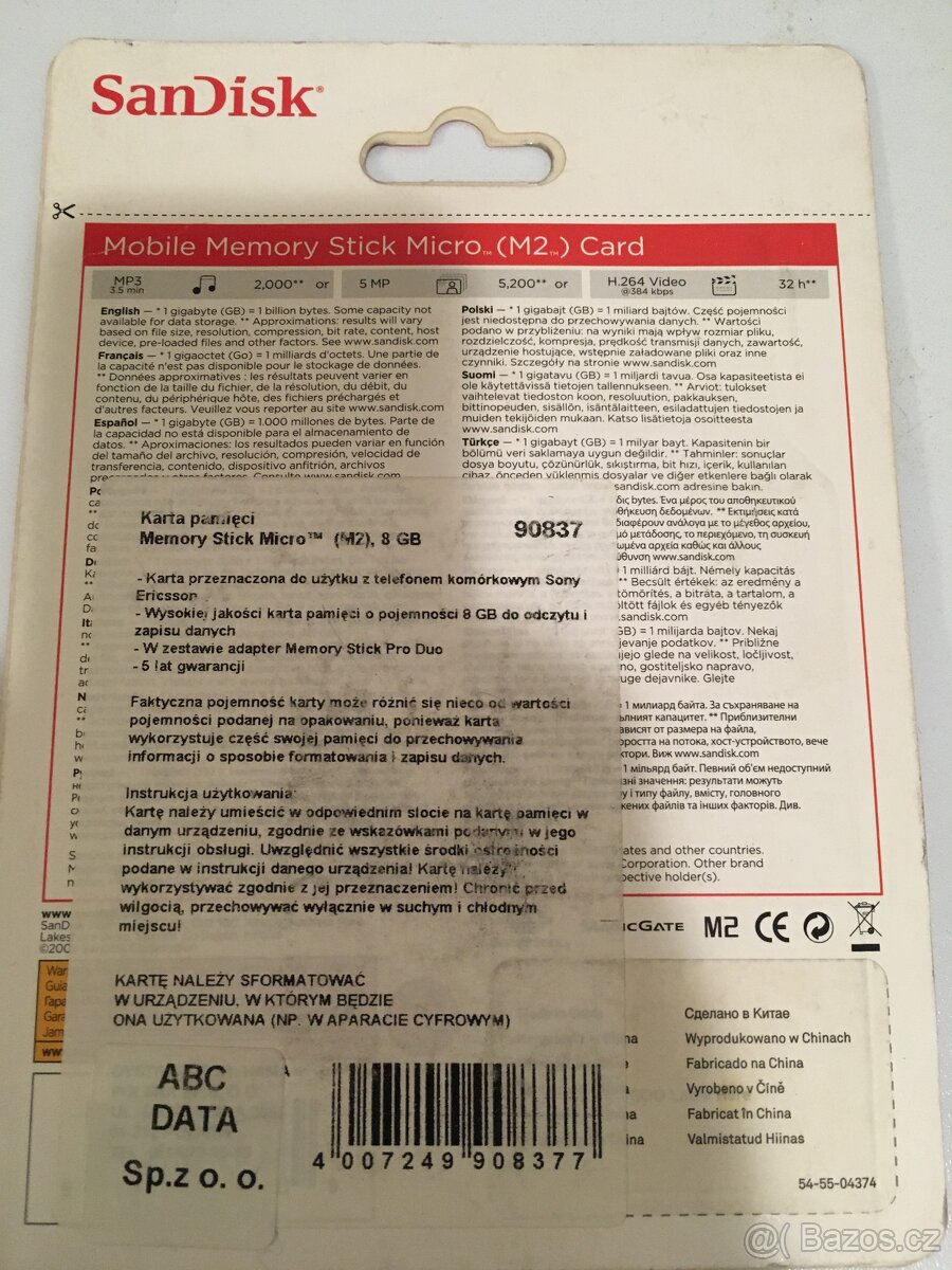 Memorystick M2 micro 8GB nový - 2