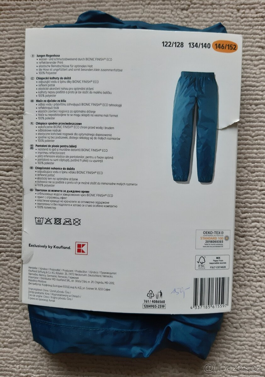 NOVÉ Kalhoty do deště, šusťáky vel. 146-152 - 2