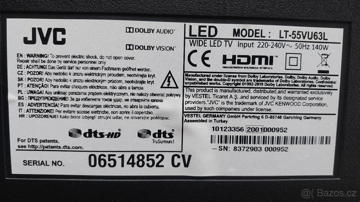 Smart tv JVC 140 cm k opravě - 2