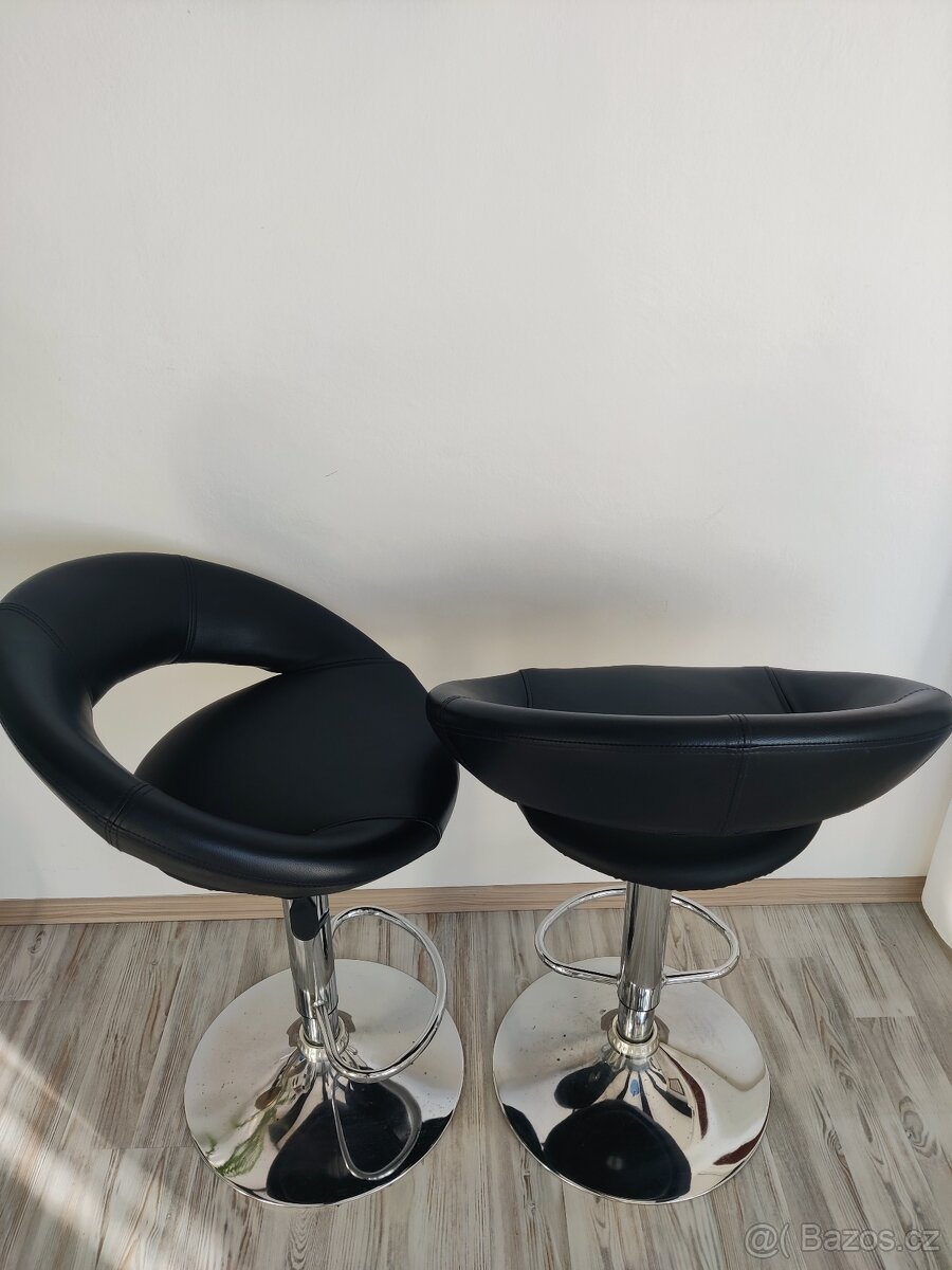 Barové židle černá kůže. - 2