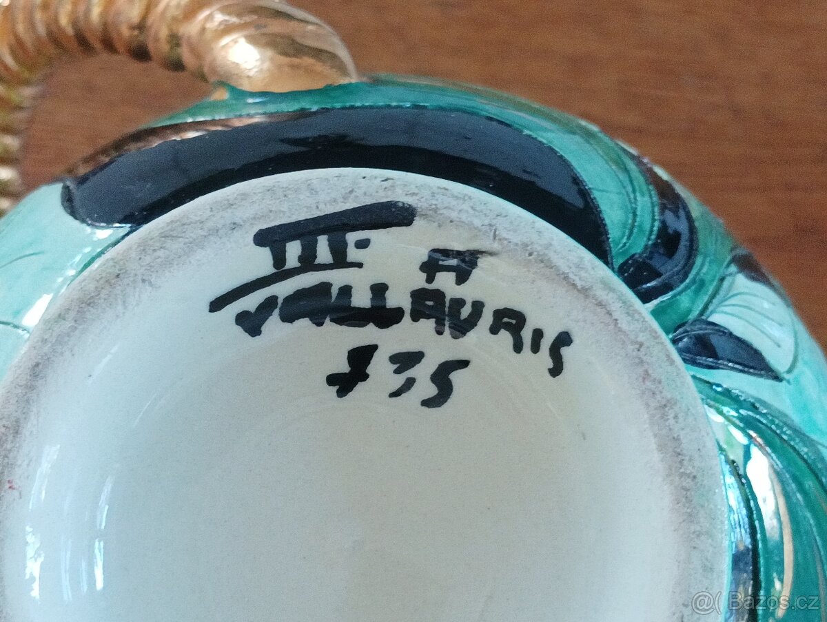 FAJÁNS VÁZA S MÍSOU HÉLÉNE UGO VALLAURIS PROVENCE FRANCE - 2