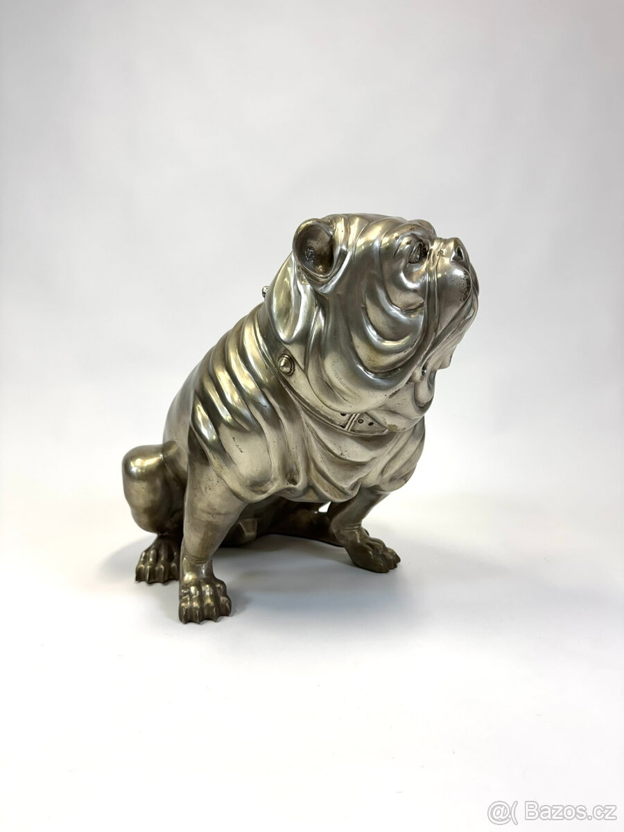 Velká mosazná socha anglického buldoka - RARITA - 2