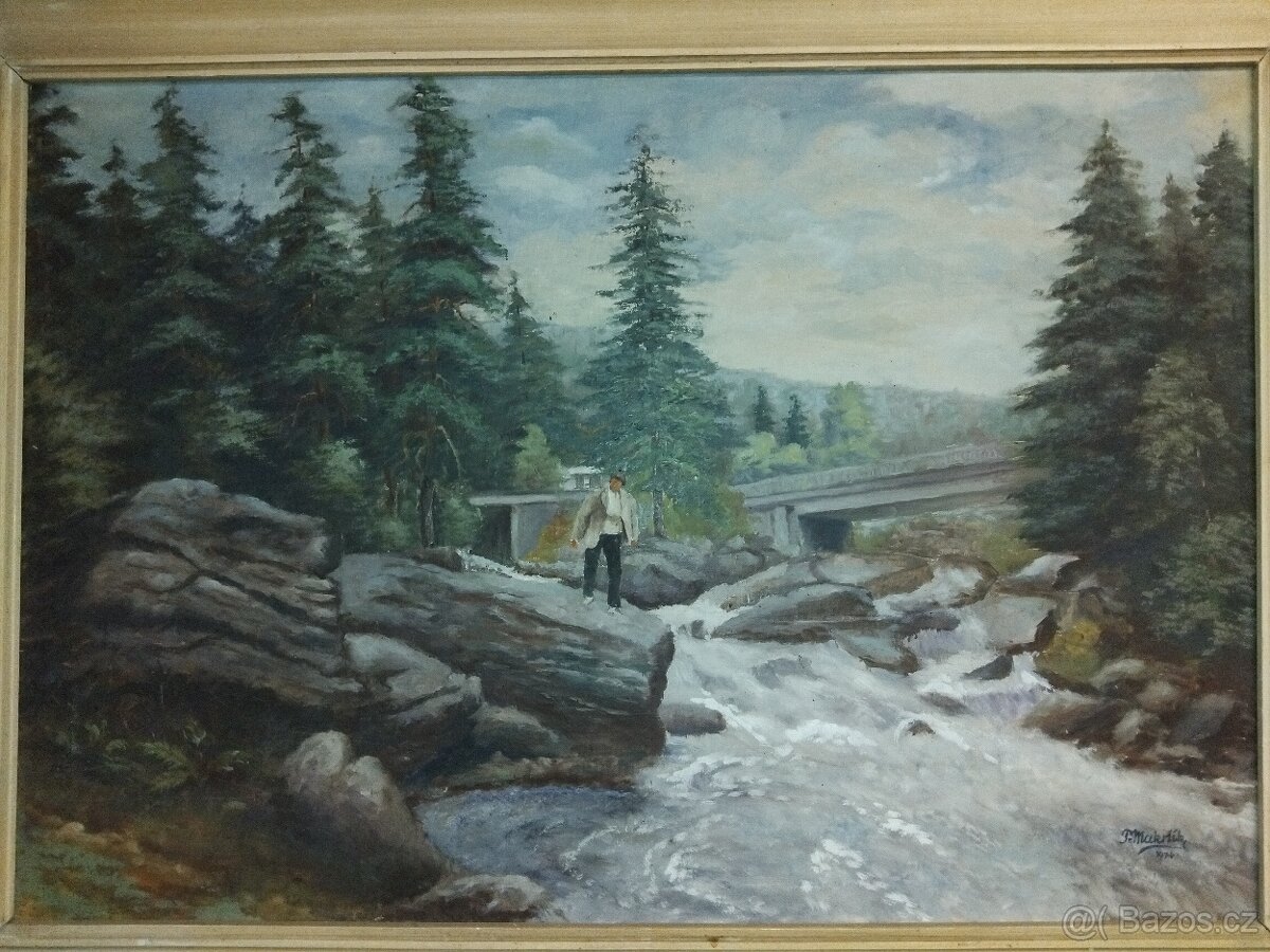 Velký obraz řeka Vydra u Modřany. - 2