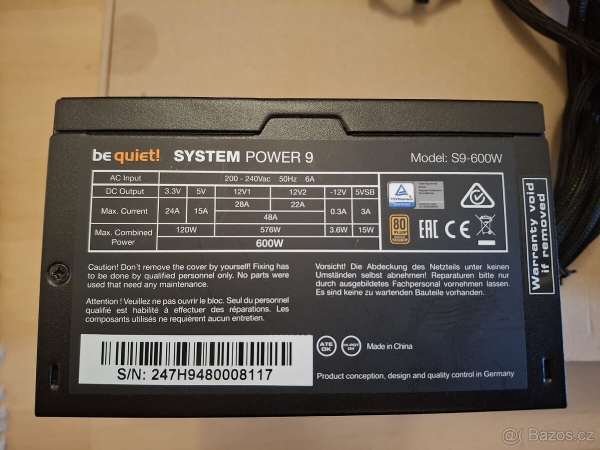 Zdroj Be quiet system power 9 s9 600w - 2
