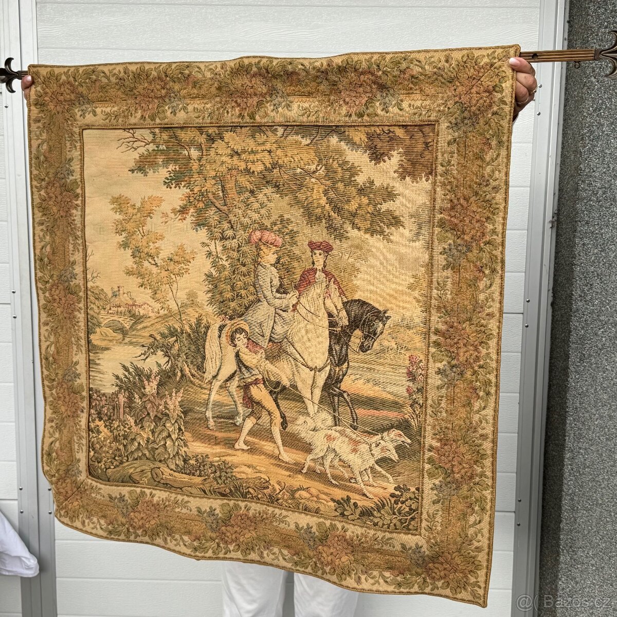 Gobelín s motivem panské vyjížďky Francie+ tyč lilie - 2