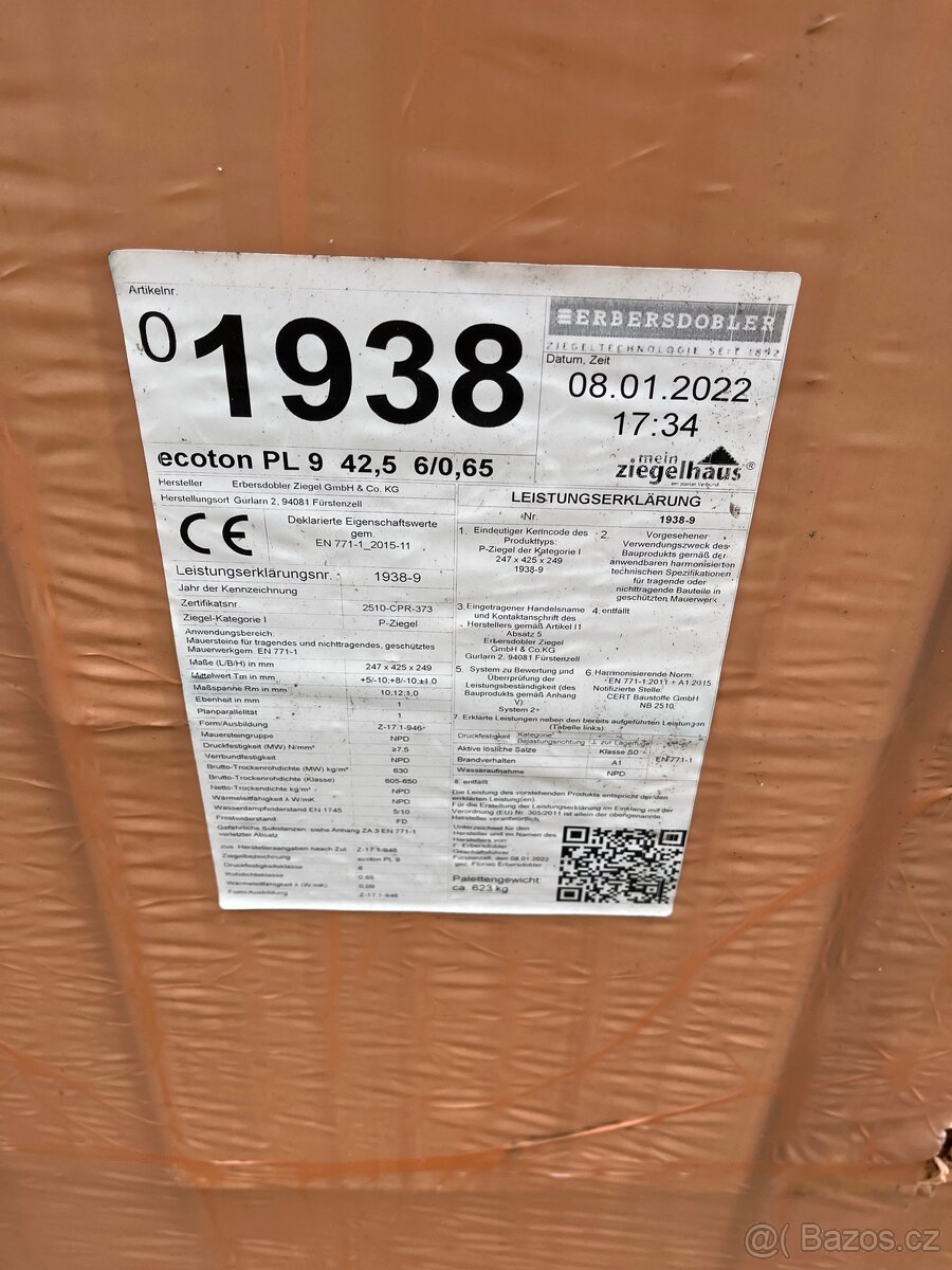 Broušené cihly ECOTON ISO PRO 42,5 - 2