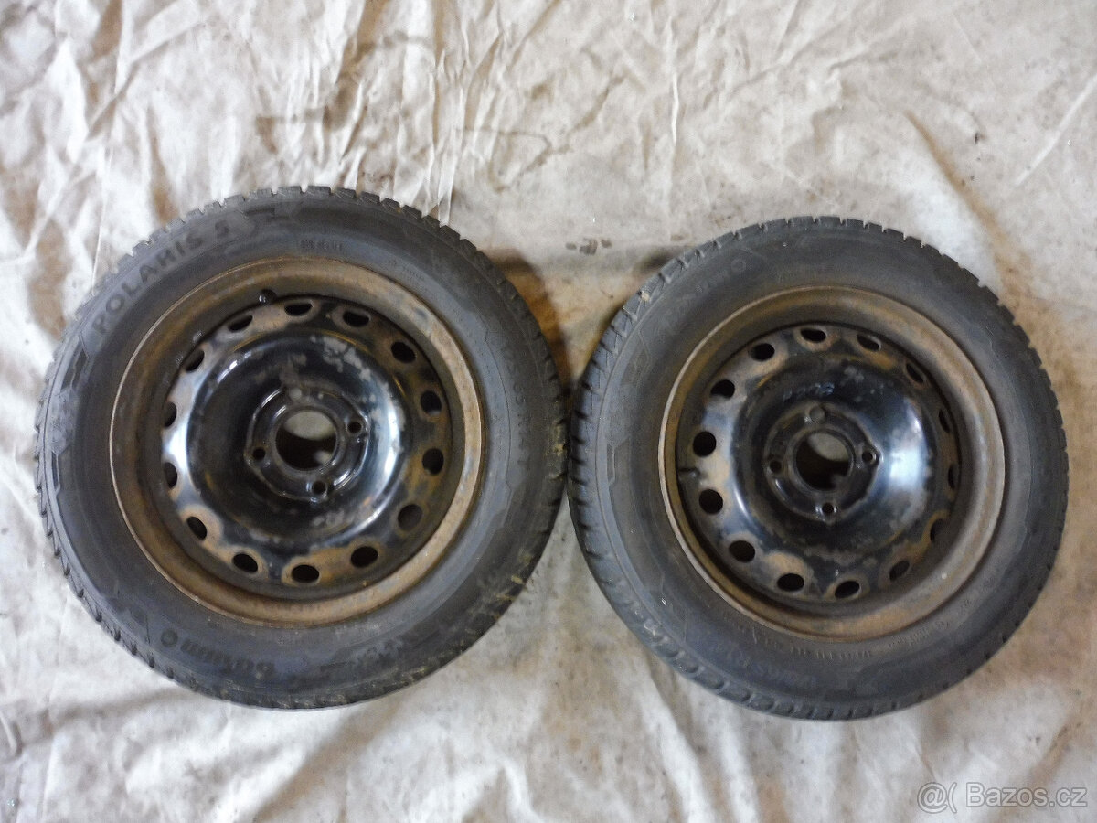 Prodám 2 orig.14" plech. kola + zimní pneu. PEUGEOT 206 - 2
