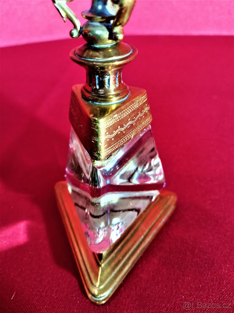 Mosazno skleněný svícen - 2