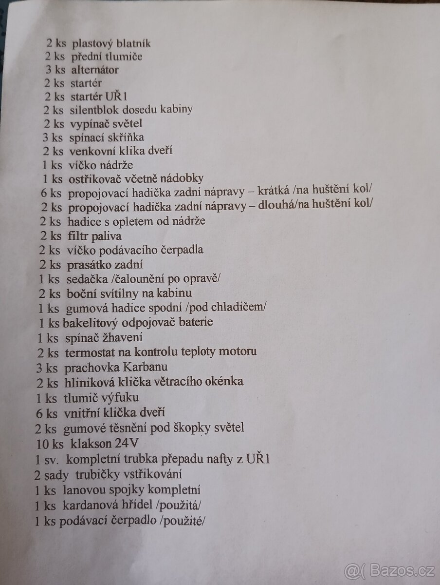 Náhradní díly na M25 - 2