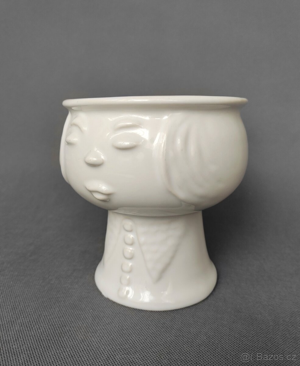 Nádherná keramická váza nebo květináč ve tvaru hlavy - 2