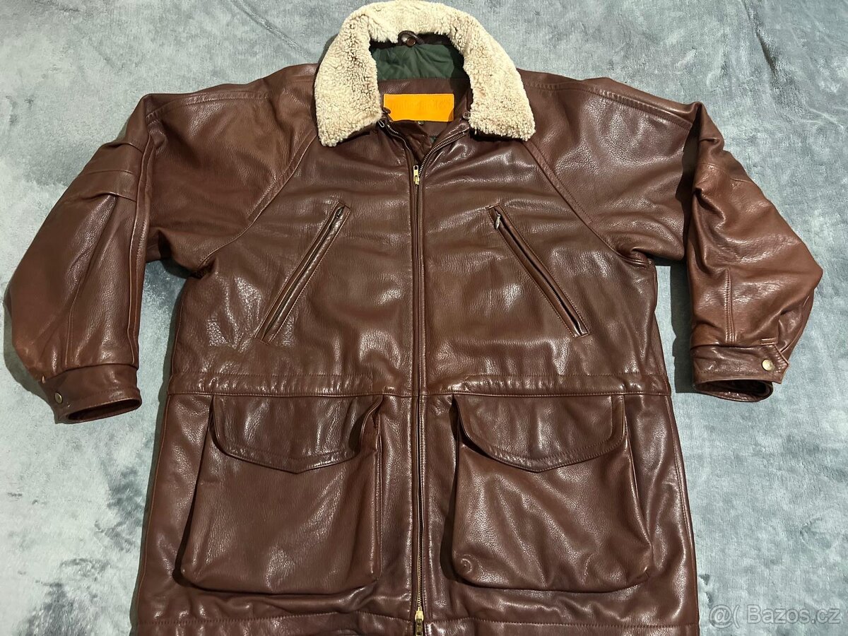 Znackova kožená bunda Timberland vintage odnímatelny limec L - 2