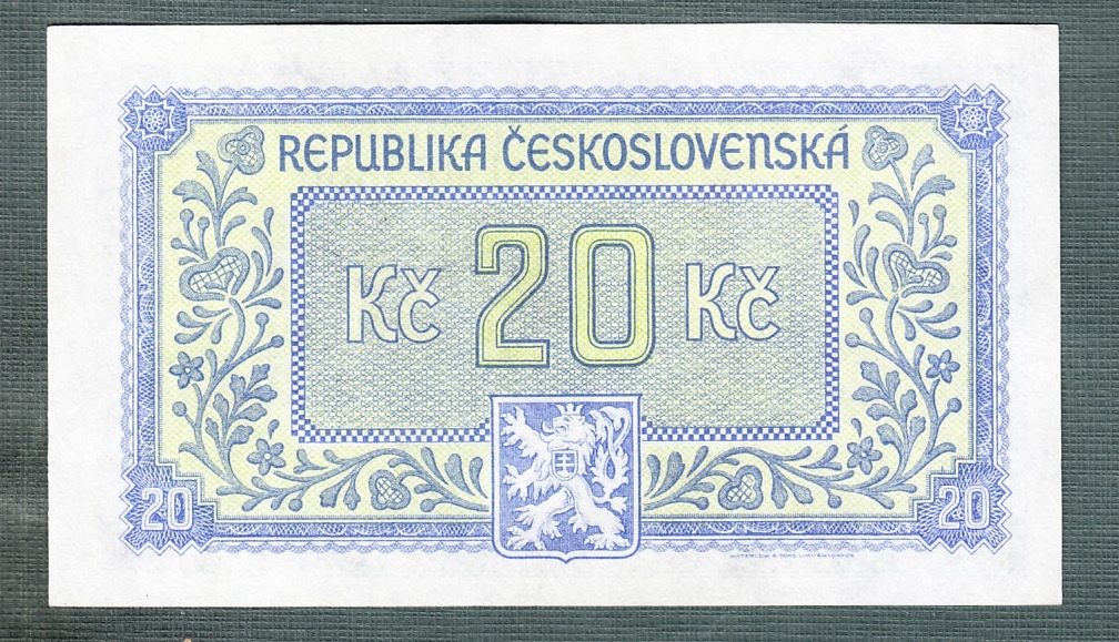 Staré bankovky 20 kčs 1945 bezvadný stav - 2