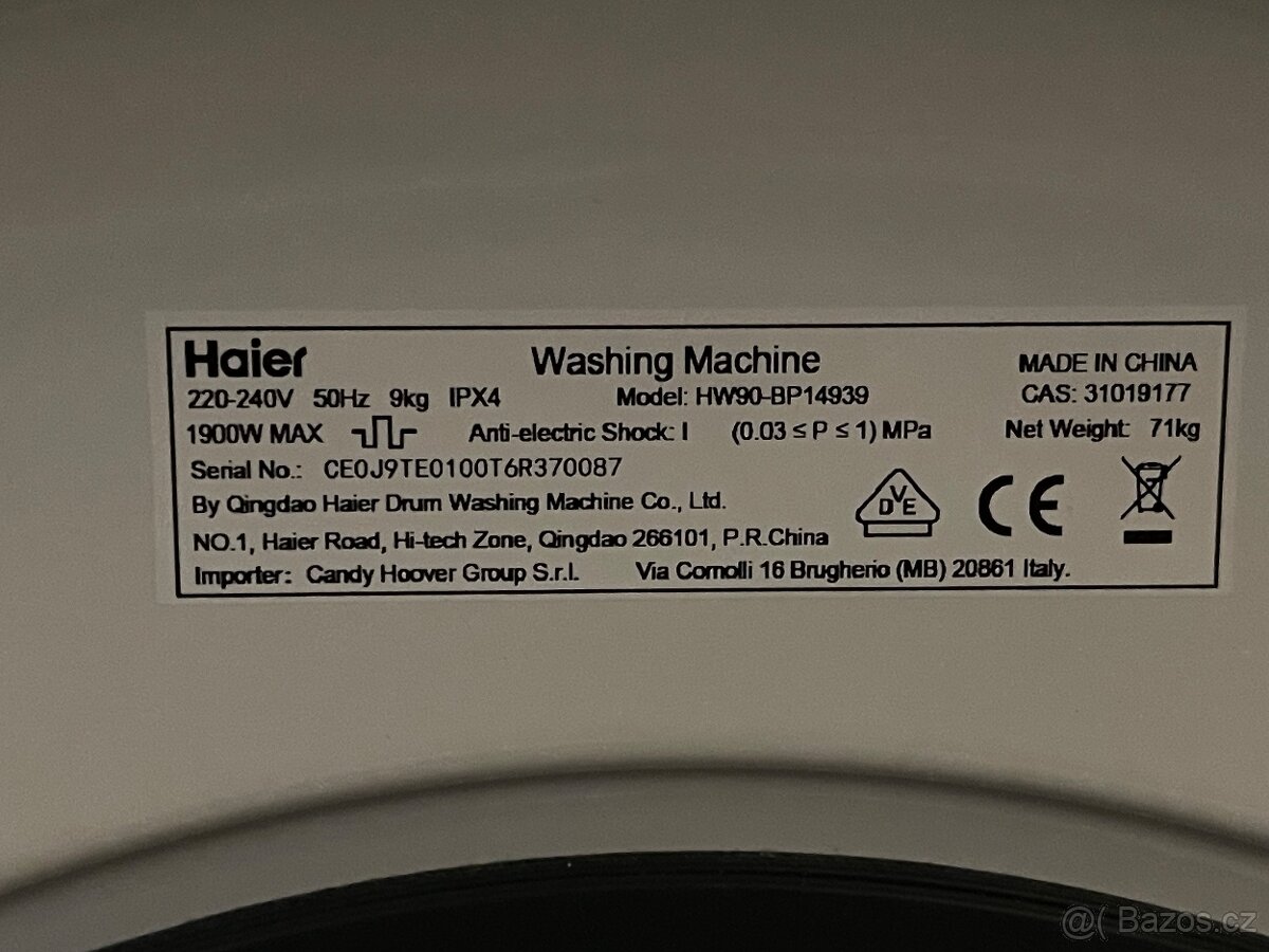 Téměř nová pračka Haier HW90-BP14939, 9 kg, invertor - 2