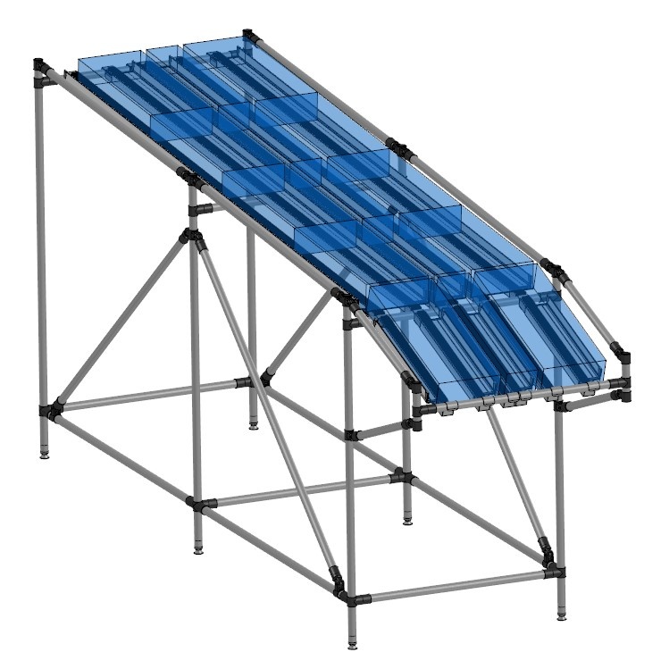 Stavebnicový Gravitační Regálový Systém / Válečkové Dráhy (F - 2