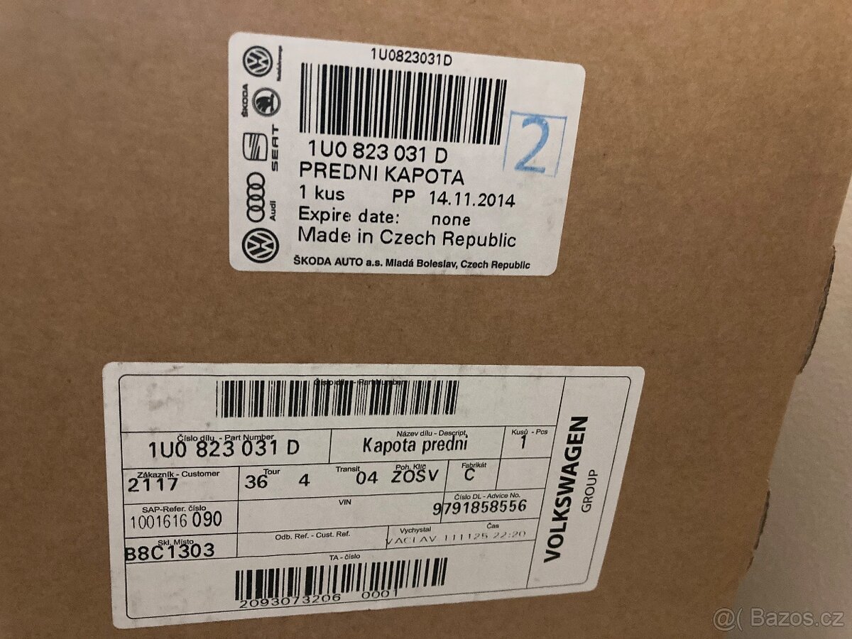 Přední kapota Octavia 1 - 2