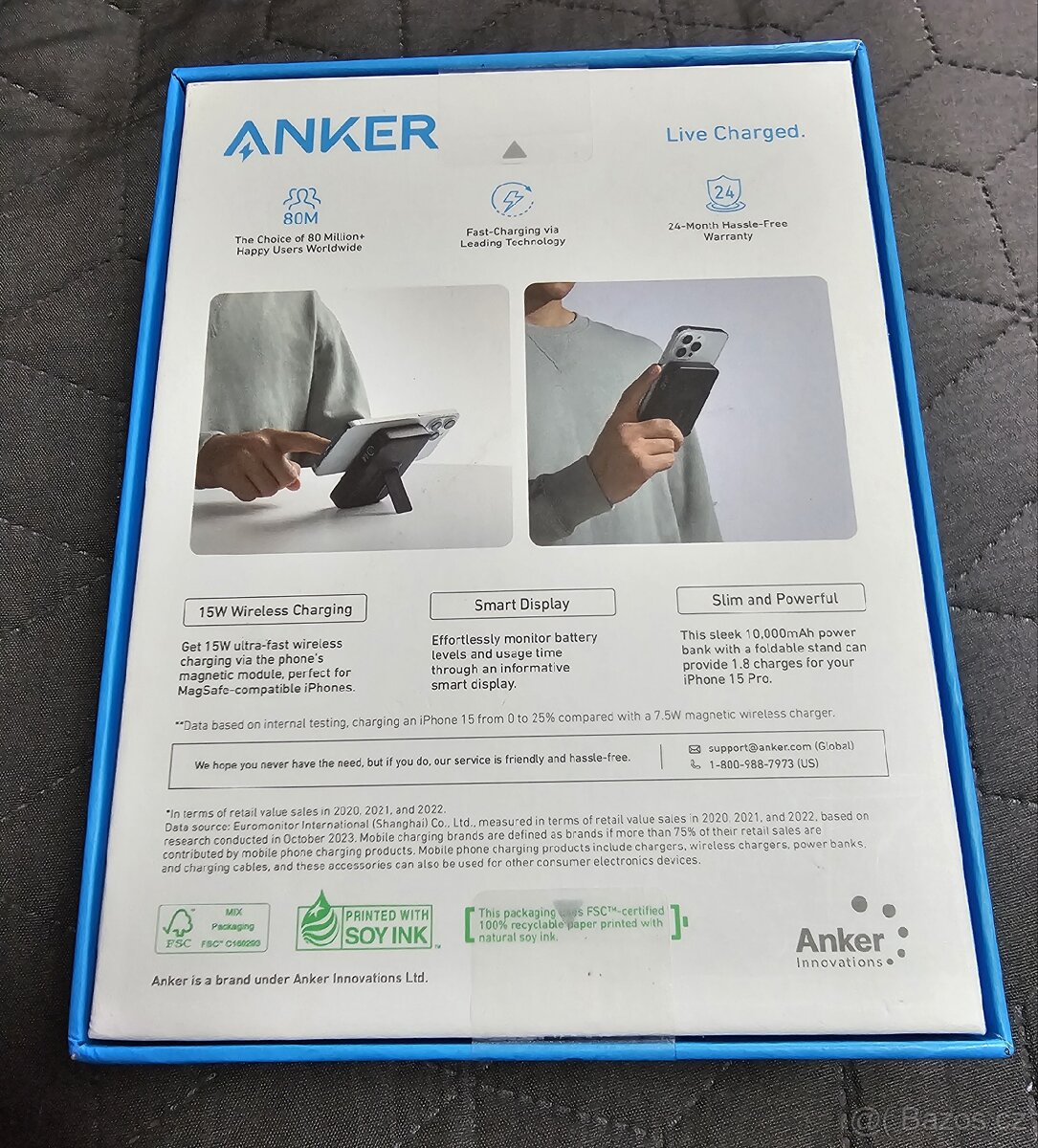 Bezdrátová powerbanka Anker MagGo 10000mAh, 27W - 2