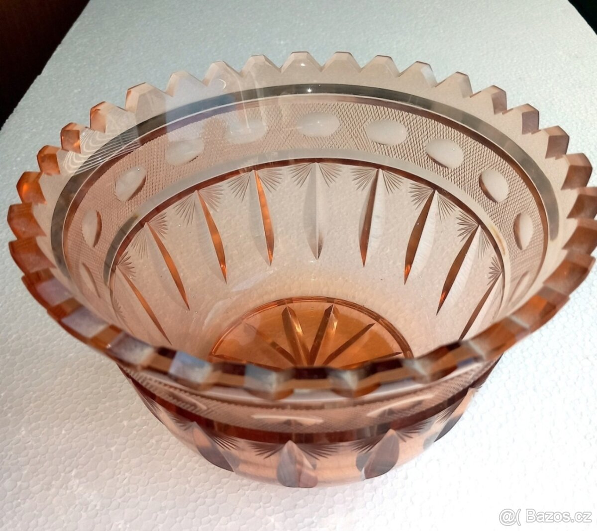 Broušená mísa Art Deco z jantarového křišťálu - 2