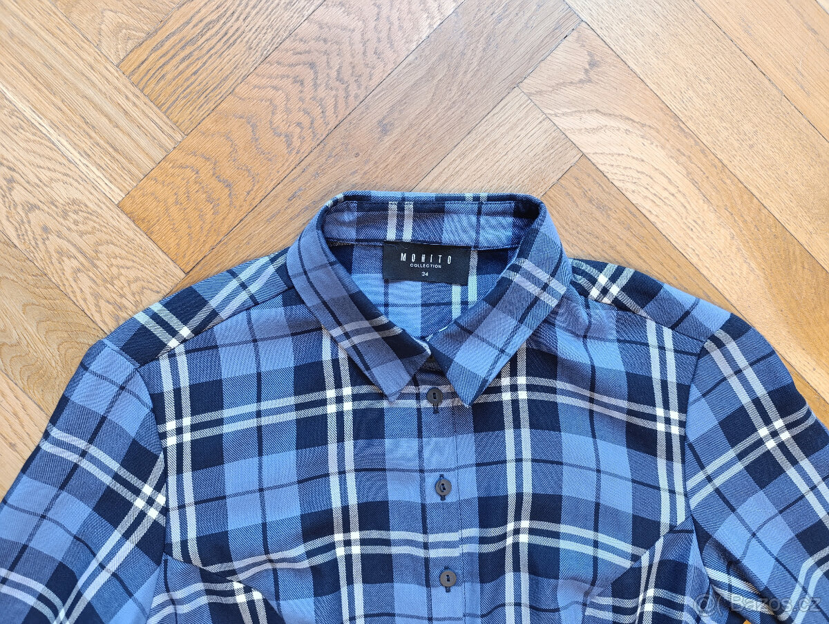 Šaty Mohito, modré káro, XXS - 2